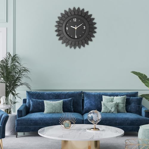 Honiway Wall Clock Battery Operated 12 Inch Rustic Wooden Boho Sunburst - Image 7