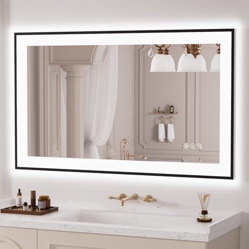 LOAAO 40"X24" LED Bathroom Mirror Black Framed by LOAAO