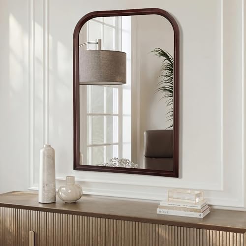 Bathroom Mirror for Wall, Arched 24 x 36 inch Vanity Dark Brown Mirror - Image 3
