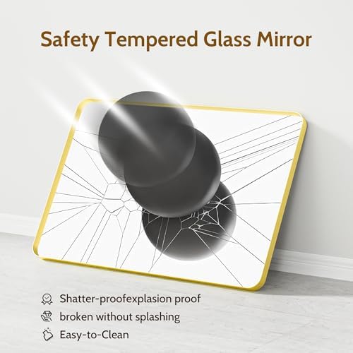 Gold Bathroom Mirror 30X30 Inch Bathroom Vanity Mirror - Image 3