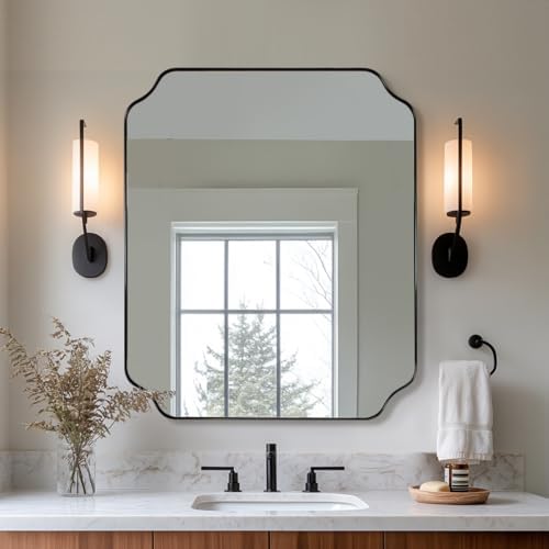 ANDY STAR 30x36 Inch Bathroom Mirror, Matte Black Vanity Mirror, Modern by ANDYSTAR