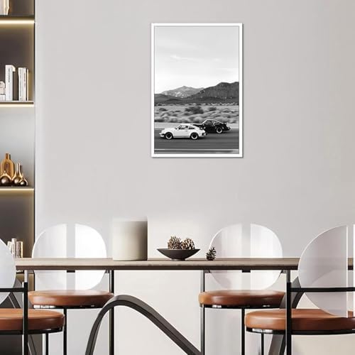 Retro Black And White Car Poster Supercar Canvas Wall Art Luxury Car Lover - Image 3