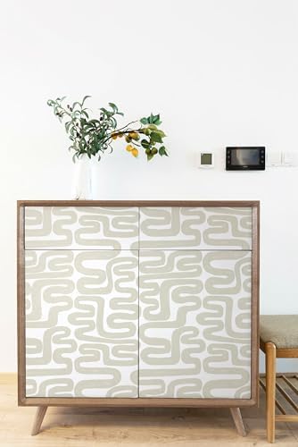 Peel and Stick Wallpaper Beige and White Wallpaper Modern Geometric Contact - Image 6