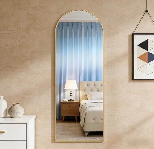 14" x 48" Arched Full Length Mirror Gold Frame Over Door & Wall Mounted - Image 6
