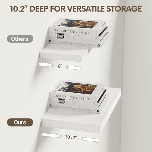 Vivelove 10x10 Inches Floating Shelves Wall Mounted Set of 2 - Image 5