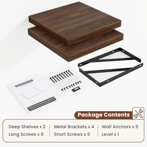 Deep Wall Shelves 8"W x 8"D Engineered Wood Floating Shelves - Image 4