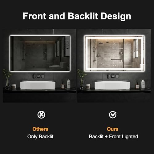 LED Bathroom Mirror with Lights, 30 x 50 Lighted Vanity Wall Mirror - Image 3