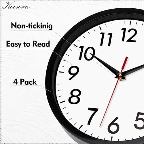 4 Pcs Multi Time Zone Wall Clock Silent Non Ticking Quartz Battery Operated - Image 4