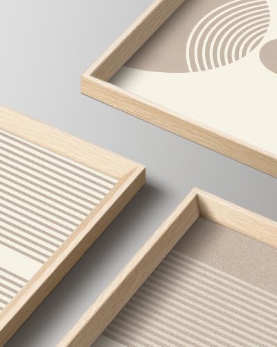 HesenDot Neutral Abstract Framed Wall Art, Modern Geometric Canvas Prints - Image 3