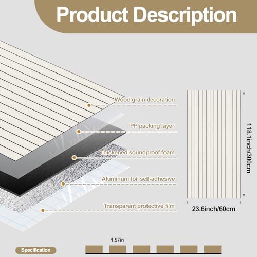 Chejiaye Peel and Stick 3D Wall Panel -23.6"x118"Soundproof Self-Adhesive Wall - Image 4