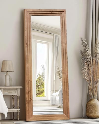 65x22in Full Length Mirror, 3-Tier Stepped Solid Wood Frame - Image 6