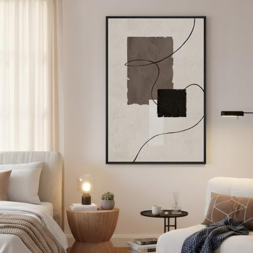 Framed Black White Neutral Modern Abstract Wall Art, 1 Piece 24x36 In - Image 4