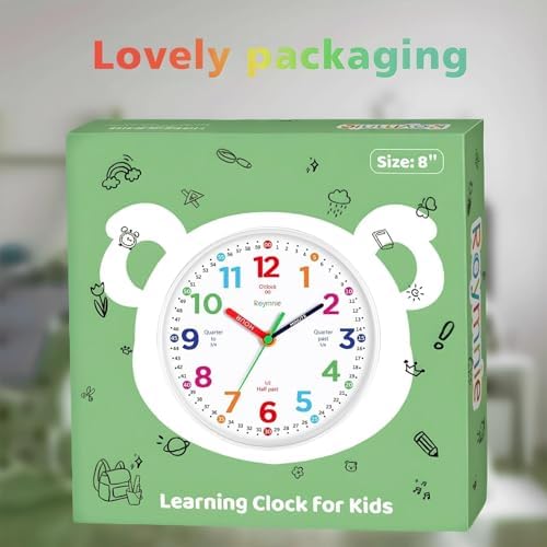 Roymnie 14" Wall Clock for Kids Learning Silent Battery Operated Teaching - Image 3