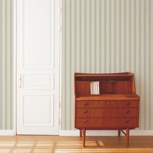 RollsRolla Beige Stripe Peel and Stick Fabric Canvas Wallpaper - Image 5