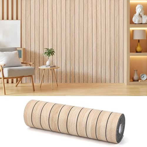 Thick Peel and Stick Slat Wall Panel Self-Adhesive 3D Wood Grain by AILOOCEDI