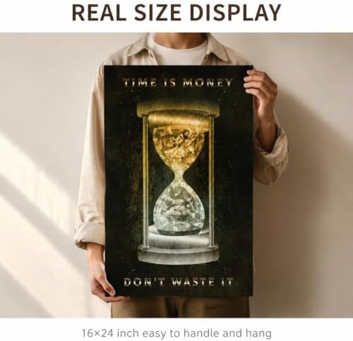 3Pcs Time Is Money Unframed Canvas Wall Art, Inspirational Business Decor - Image 5