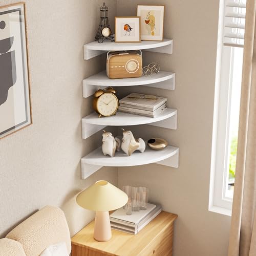 Alsonerbay Wood Corner Floating Shelves Wall Mount 4-Pack - Image 5