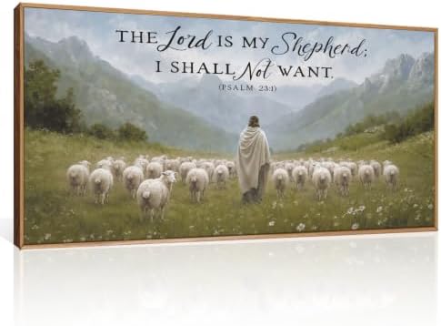 LHIUEM Large Christian Bible Verse Framed Canvas Wall Art, Jesus by LHIUEM
