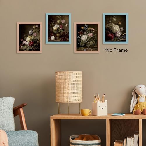 TLESKE Vintage Dark Moody Floral Posters Prints Unframed 8x10 Set of 4 - Image 5