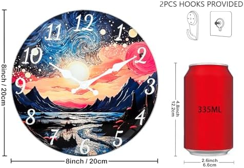 Starry Wall Clock, 8 Inch Glass Wall Clocks - Image 3