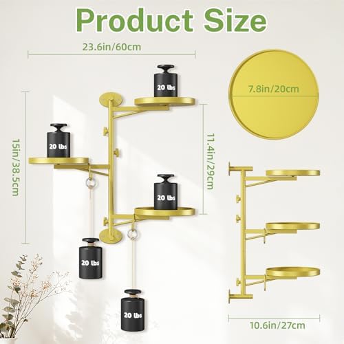 iDavosic.ly Wall Plant Holder, Rotating Floating Window Shelf, 3-Tier Gold - Image 3
