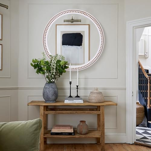 Rustic Farmhouse Round Wood Mirror, 24 Inch Circle Mirrors - Image 5
