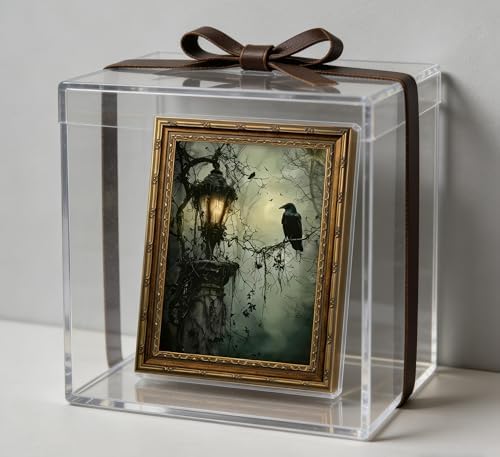 Vintage Gold Framed Crow Canvas Wall Art Dark Academia Gothic Painting Picture - Image 5