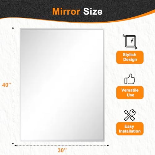 Delma Bathroom Vanity Mirror, 30x40 Silver Metal Framed Mirror - Image 2
