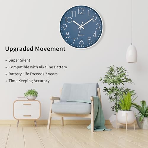 Foxtop 12" Modern Wall Clock Silent Battery Operated Analog Clock - Image 3