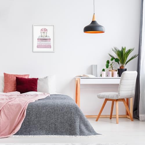 Soft Pink Rose Bookstack Floral, 16 x 20 Inch Framed Giclée Print - Image 3