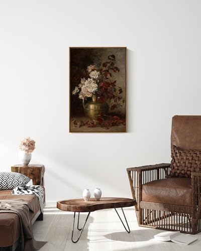 VIYYIEA Vintage Floral Large Framed Wall Art, Rose Bouquet Flower Paintings - Image 3