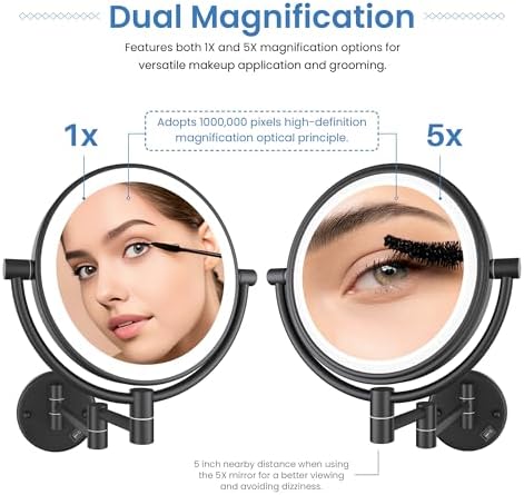 KIBI Circular Wall Mount Makeup Mirror - Image 3