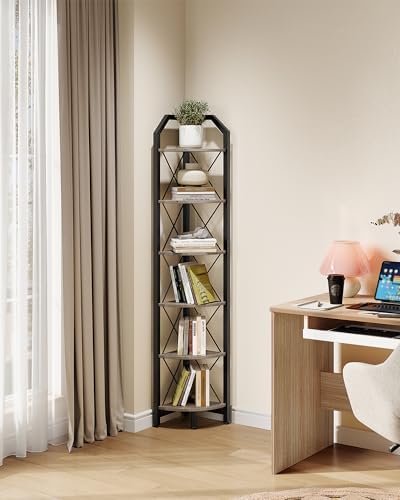CHOEZON 6-Tier Corner Shelf, Industrial Corner Bookshelf, 71.2" Corner Storage - Image 6