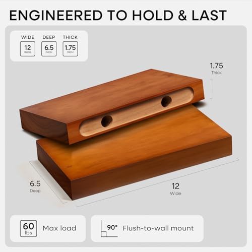 Homeforia 12 Inch Floating Shelves, High-End Solid Pine Wood - Image 2