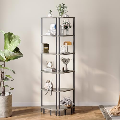 6 Tier Corner Shelf, 66.5'' Tall Standing Shelf, Narrow Display Shelf Stand - Image 6