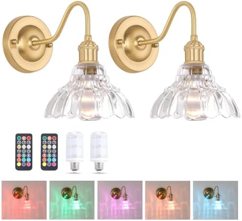 Shenmoyl Battery Operated Wall Sconce Set of 2, Vintage Rechargeable Wall Lights by Shenmoyl