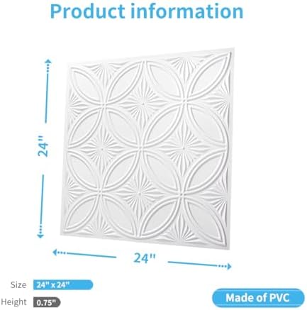 Art3d Decorative PVC Drop Ceiling Tiles, 2 x 2 ft - Image 4