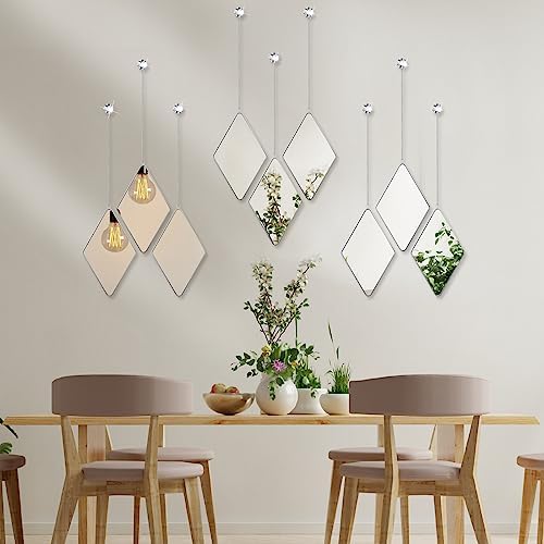 Qunclay 12 Pcs Diamond Wall Mirror Decorative Set Hanging Mirrors - Image 7