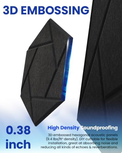 Waister 12 Pack Hexagon Acoustic Panels 12" X 10" X 0.38" - Image 2