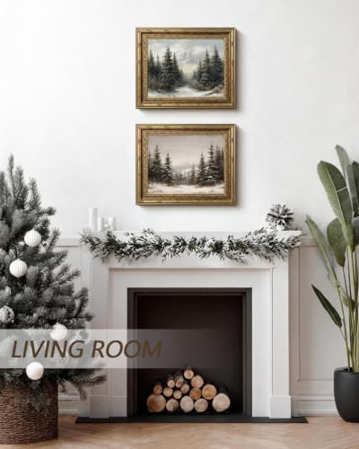 InSimSea Gold Framed Winter Forest Wall Art, Landscape Painting, 13x16 Inch - Image 5