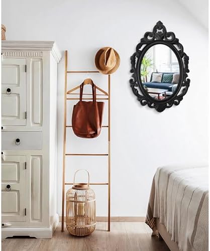 Rustic Vintage Wooden Hanging Oval Mirror - Image 5
