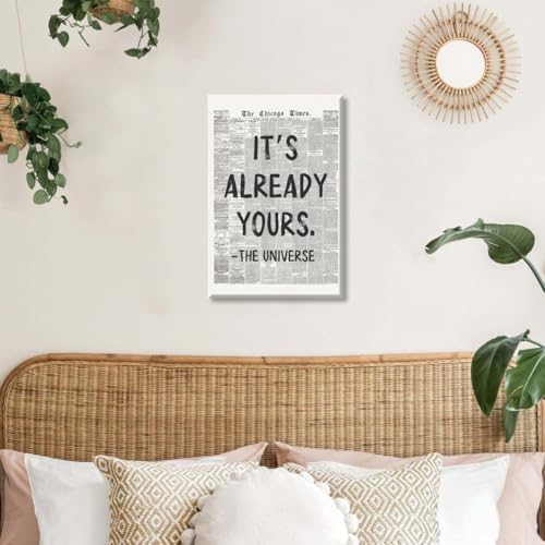 Black And White Retro Newspaper Wall Art Trendy Inspirational Universe Quote - Image 4