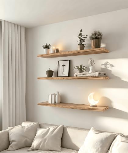 Light Wood Floating Shelves for Wall Shelf 36 Inch Set of 4 - Image 5