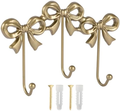 Gold Cast Iron Wall Hook Coat Hook, Cute Bow Room Decor by XHIPY