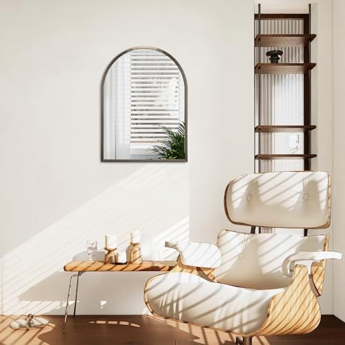 Arch Bathroom Mirror, Metal Frame Wall Mounted Mirror Coffee Vanity Wall Mirror - Image 4
