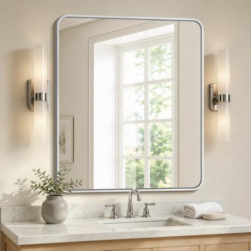 Bathroom Vanity Mirror, 36”x30” Wall Mirror by Unknown