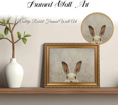 Vintage Gold Framed Easter Bunny Wall Art - Image 3
