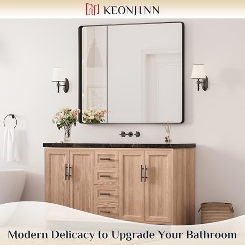 Keonjinn 42 x 36 Inch Black Bathroom Mirror - Image 2