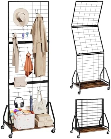 ELYKEN Foldable Grid Wall Panels, 5.7 x 2 FT Movable Gridwall Display Rack by ELYKEN