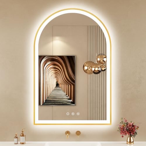 24"x36" Arched LED Lighted Bathroom Mirror by OUMUSUMIRROR